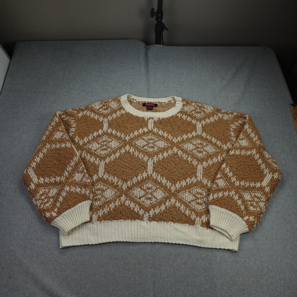 Rock & Roll Denim‎ Sweater Womens XL Brown Boho Geometric Knit Pullover Western